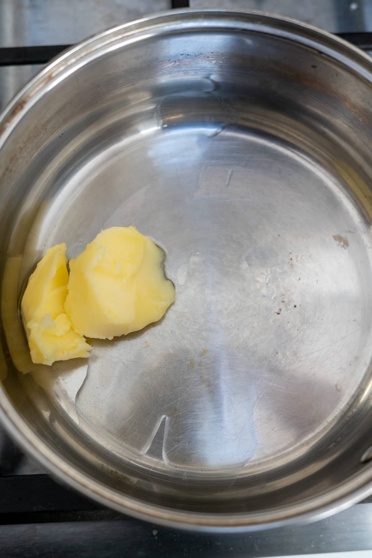 melted ghee in pan