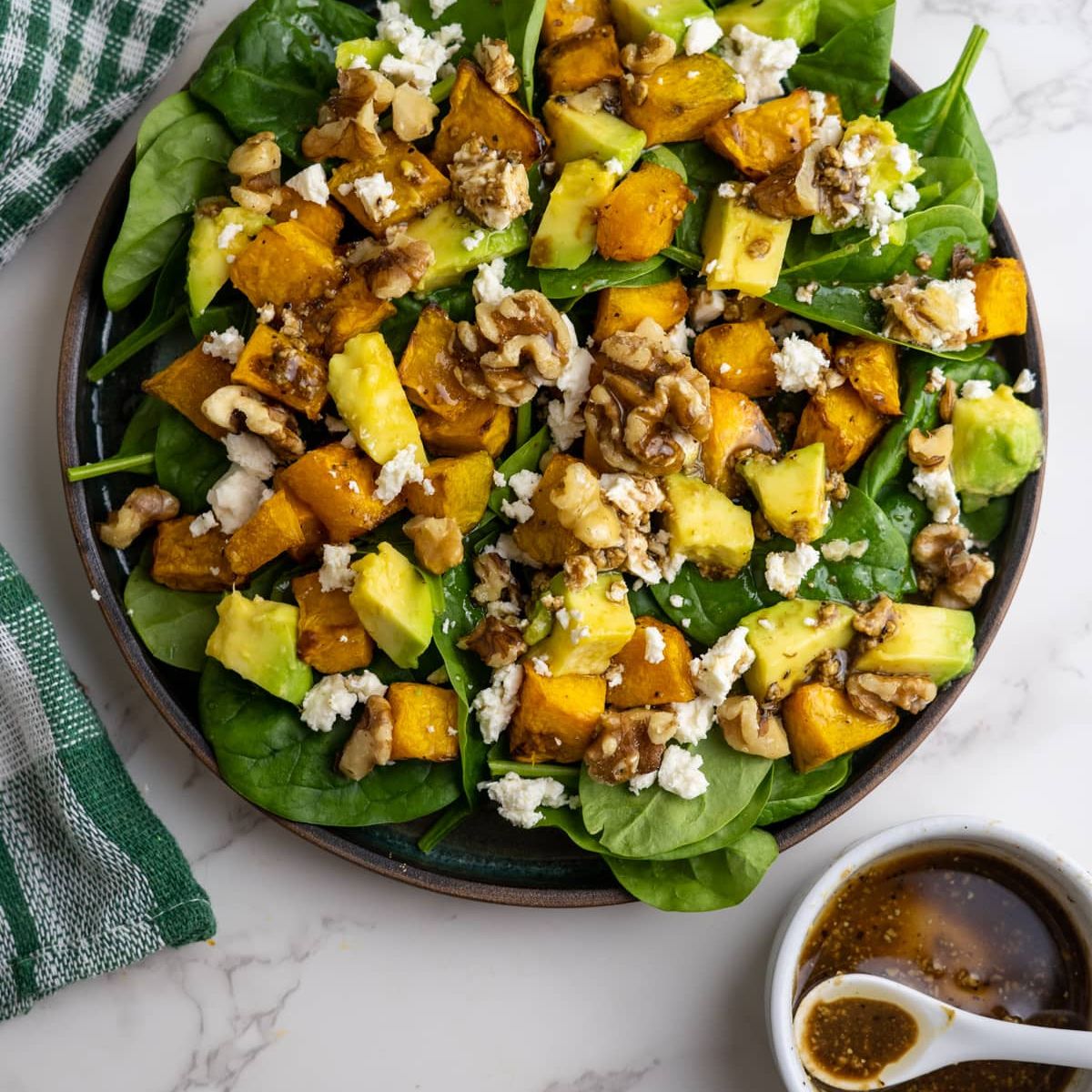Pumpkin Spinach Salad - Keto & Low Carb Vegetarian Recipes