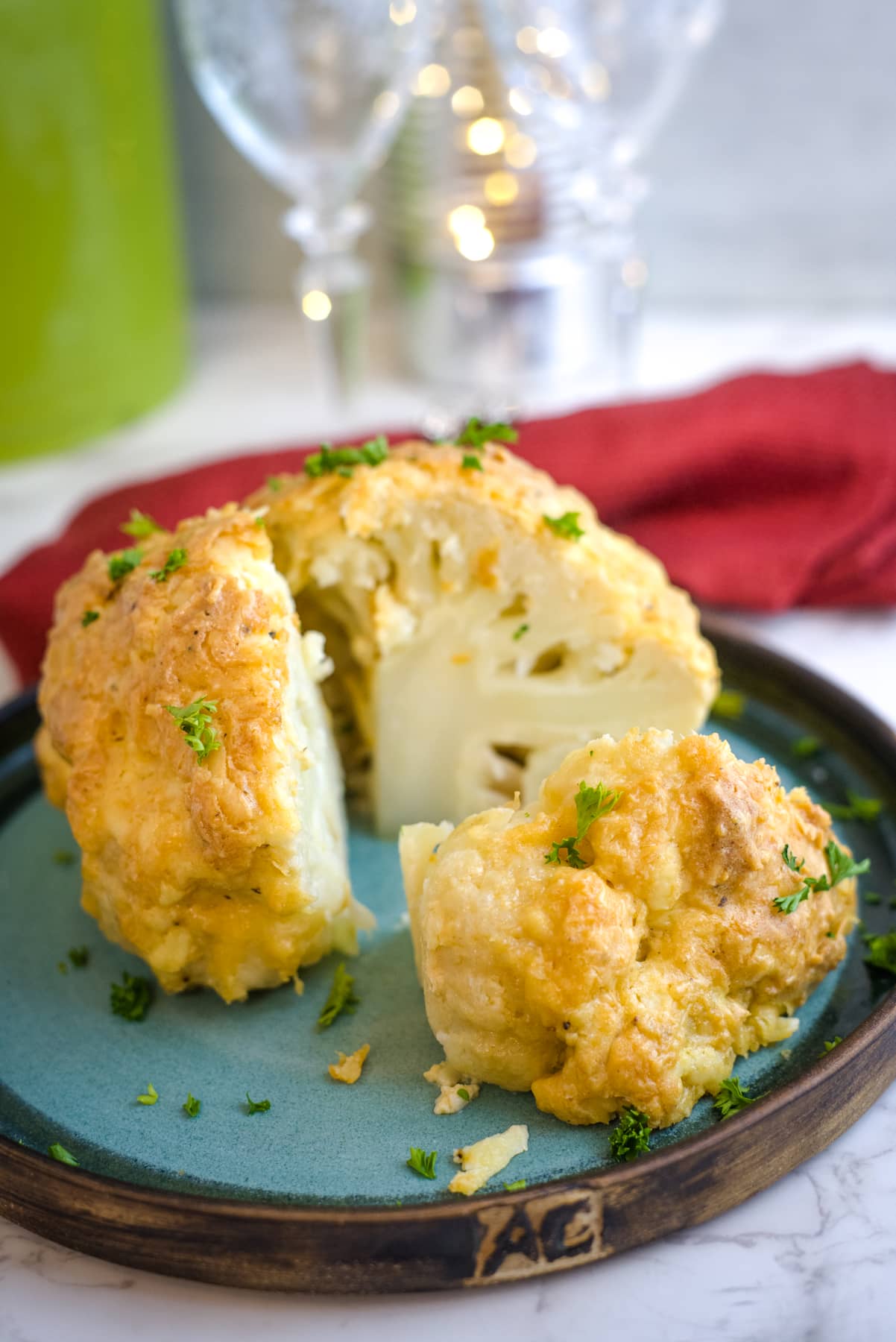 Baked whole cauliflower mayonnaise cheese