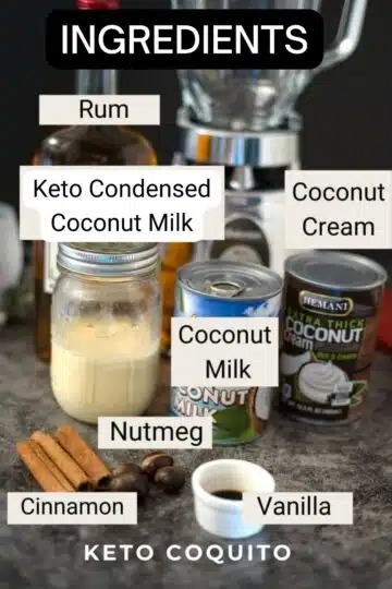 Vegan ingredients for a keto coconut milk smoothie.