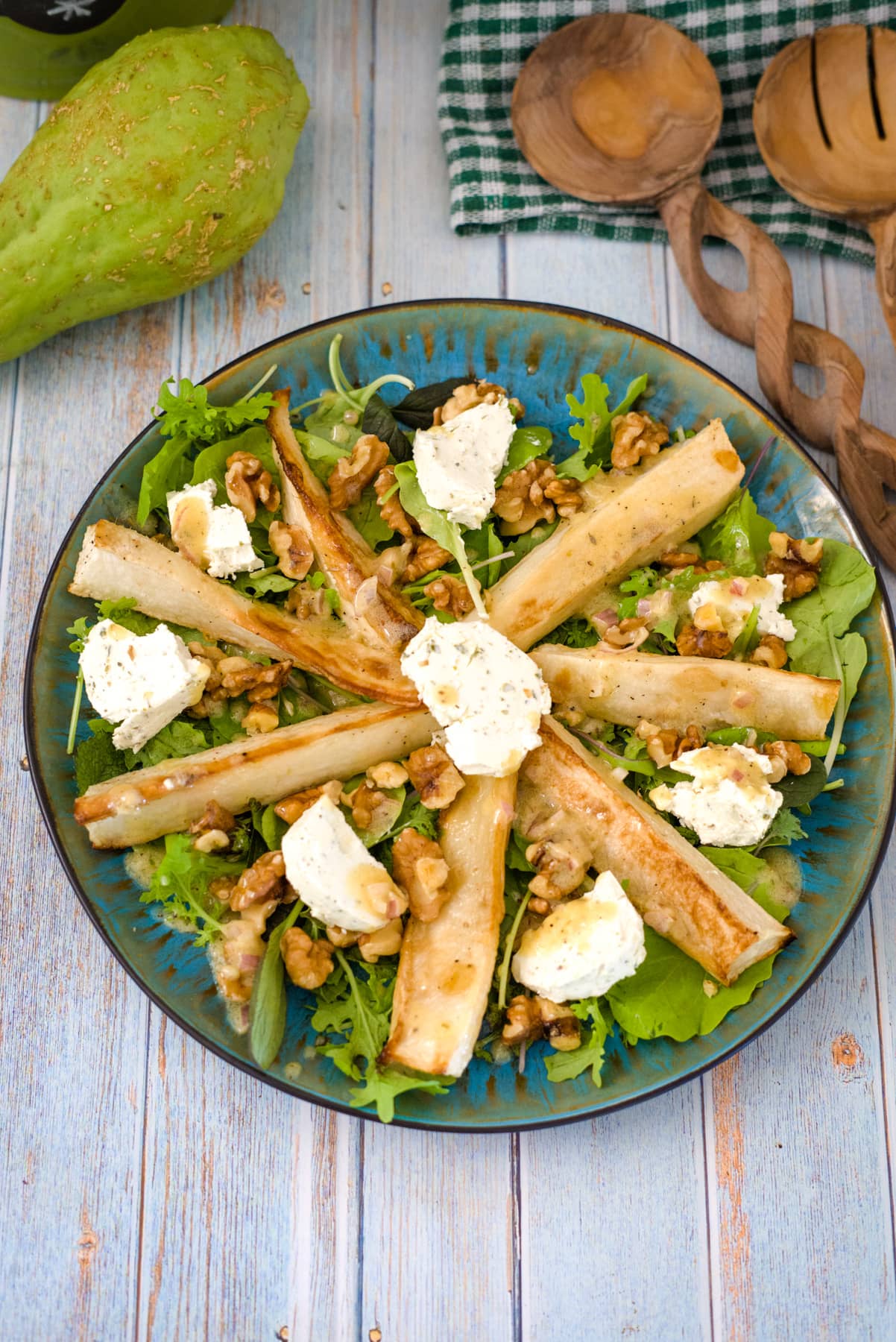 chayote salad with goats cheese