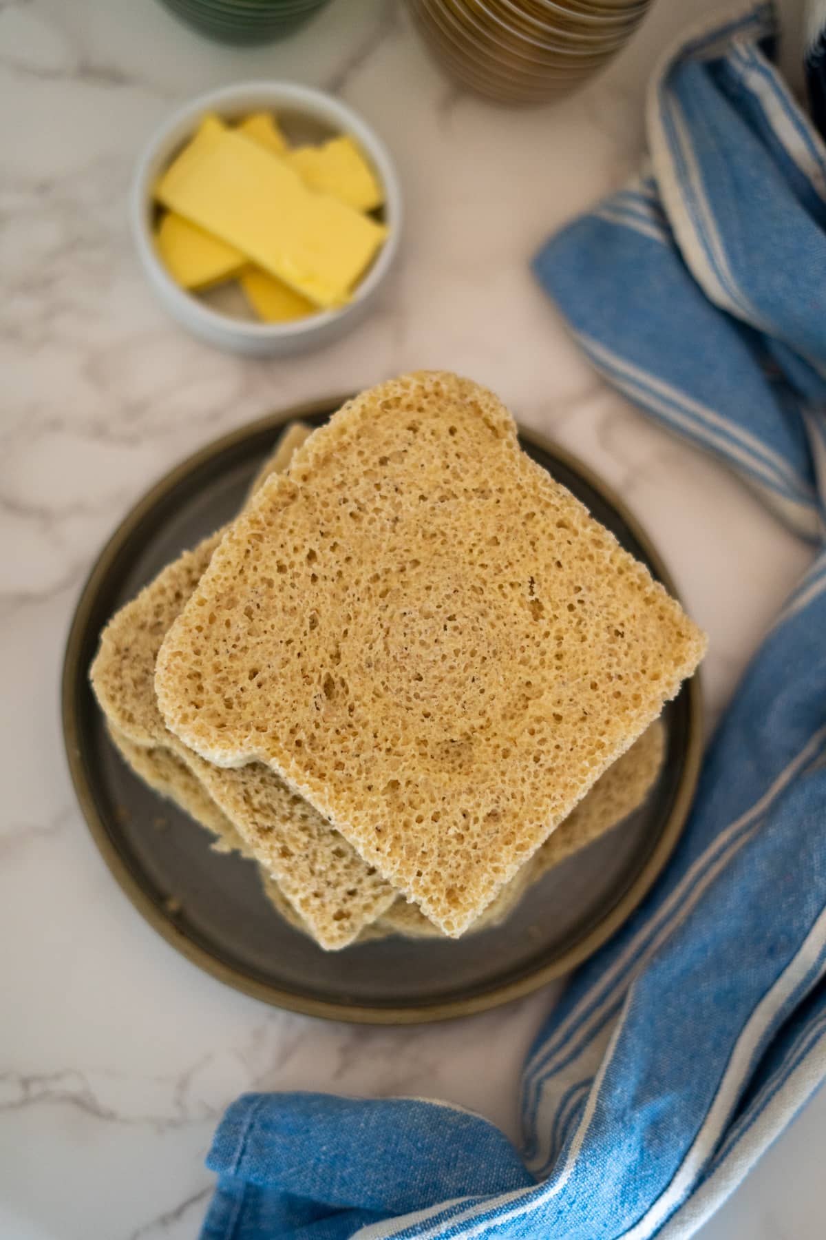 keto microwave bread slices on plate