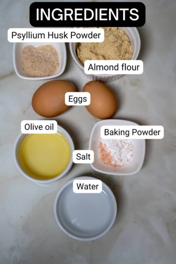 ingredients for 90 second microwave bread with almond flour