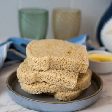 slices of microwave bread on a plate