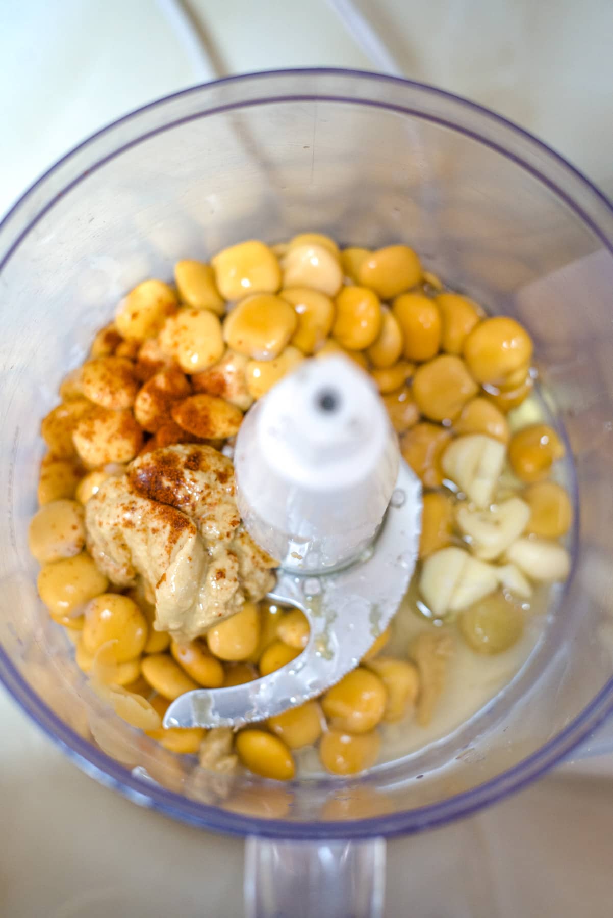 keto hummus ingredients in a food processor