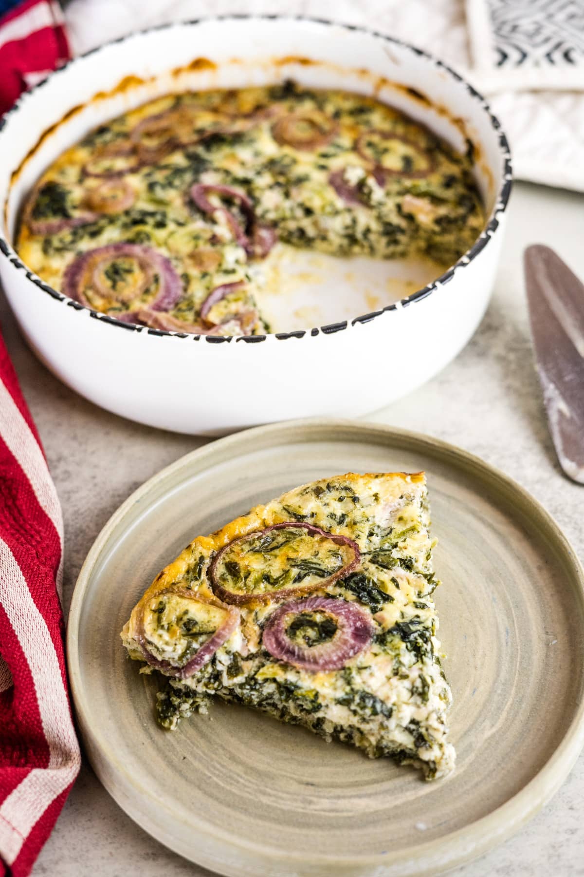 cottage cheese quiche on a plate