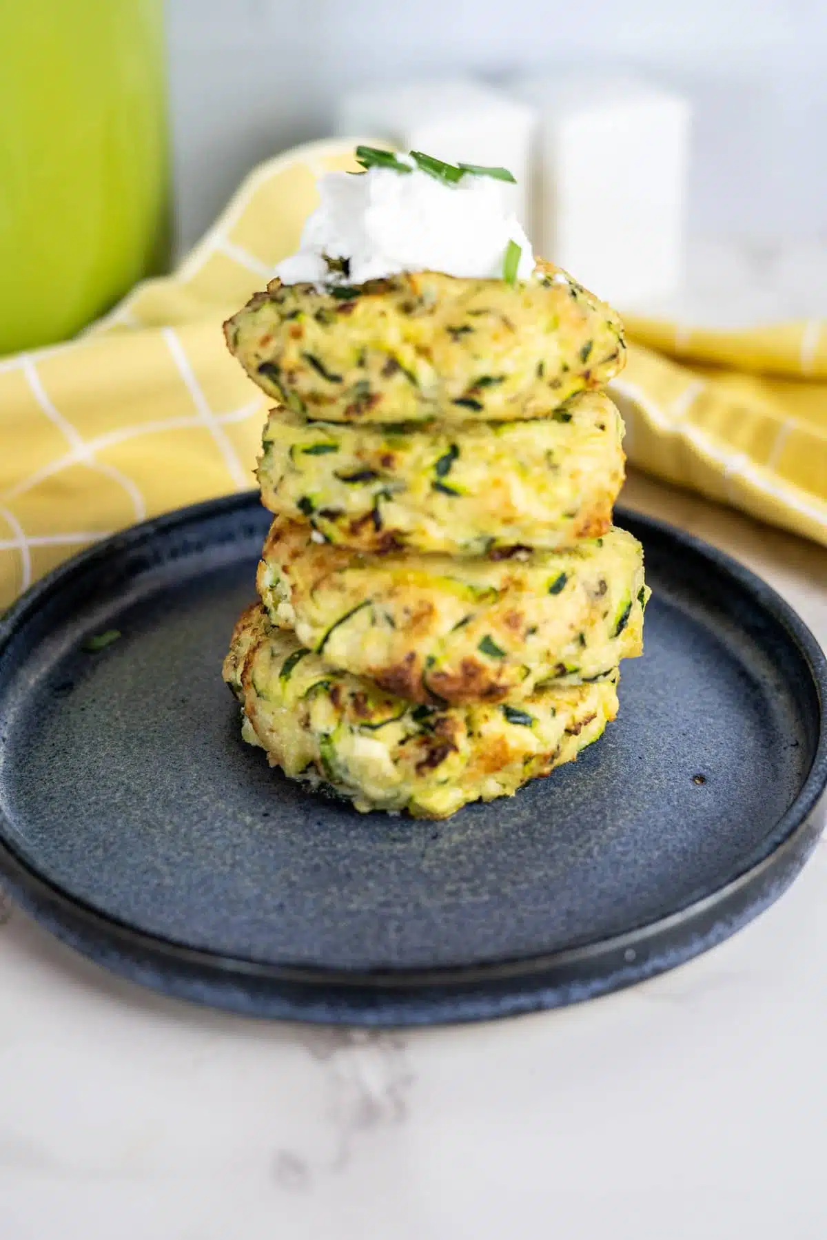 air fryer zucchini fritters on a plate
