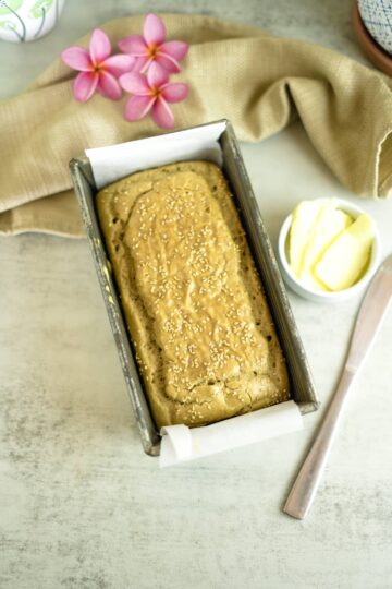 tahini bread in tin