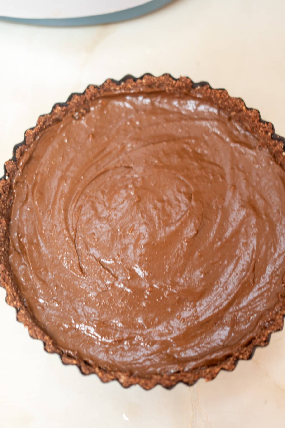 chocolate avocado filling in tart