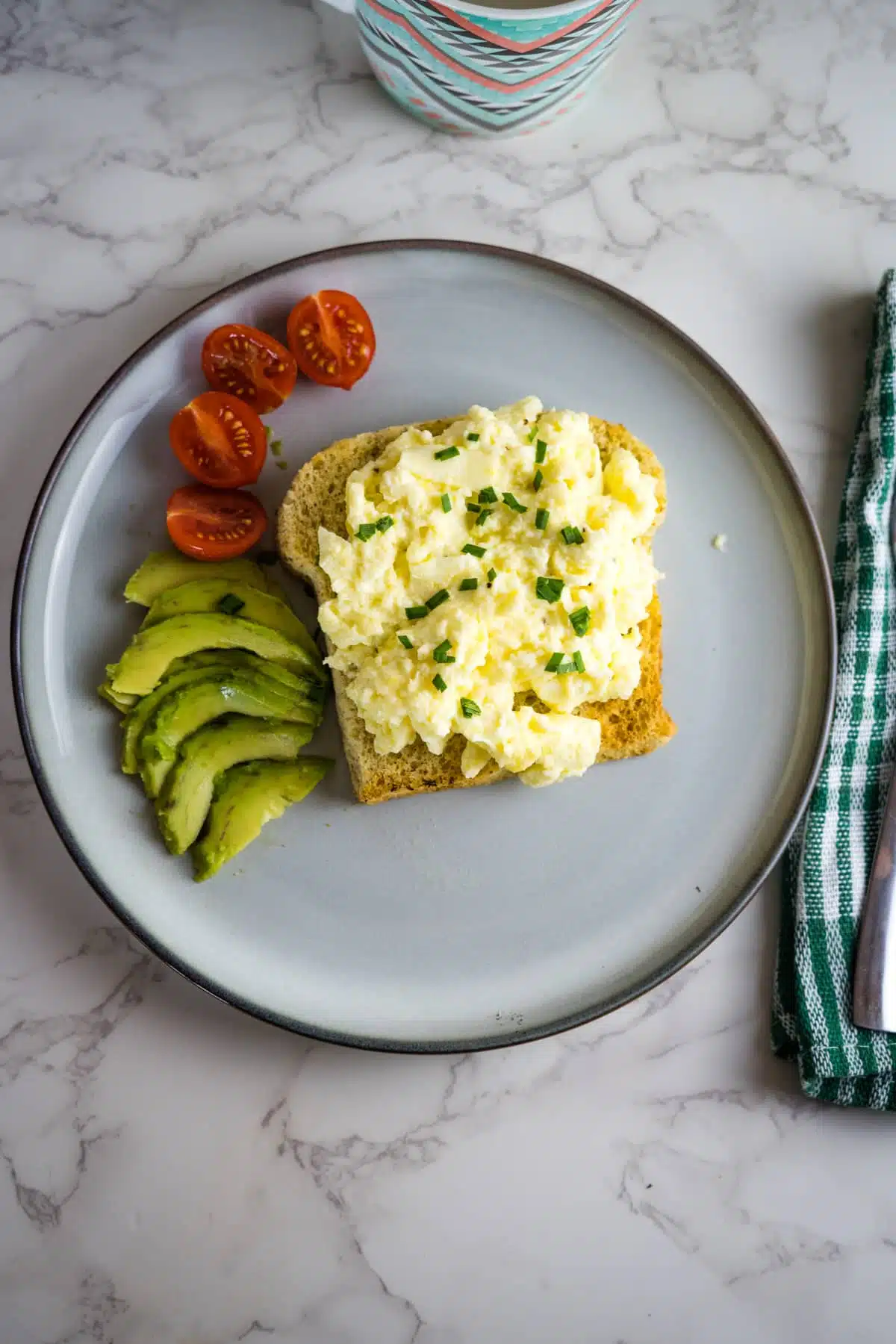 cottage cheese scrambled eggs on a plate