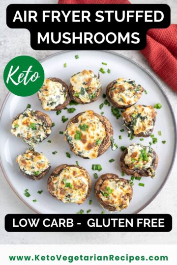 Air fryer stuffed mushrooms keto low carb gluten free.