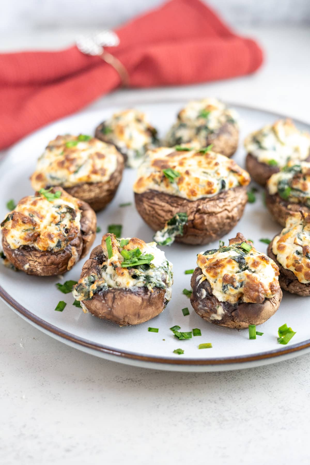 Ninja Air fryer Cheesy Spinach Stuffed Mushrooms and Vegetable Medley