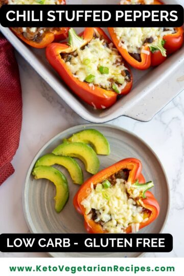 Chili stuffed peppers, low carb.