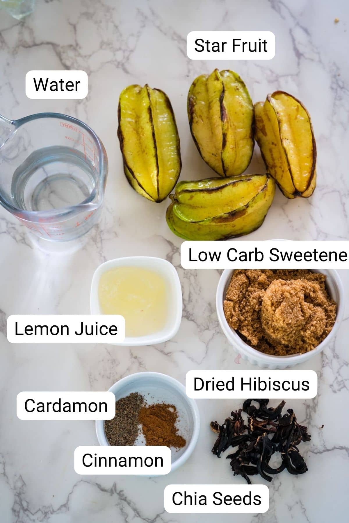 The ingredients for a star fruit smoothie.