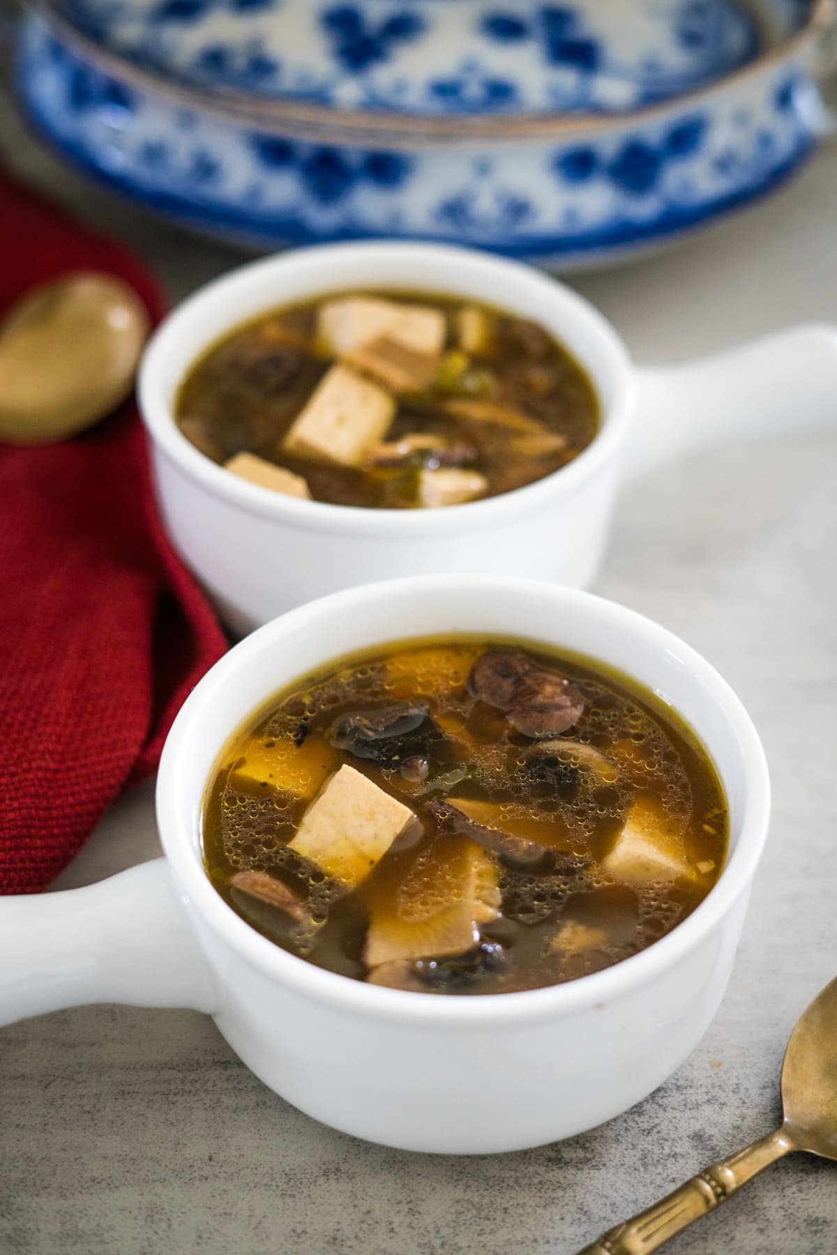 Mushroom tofu soup.