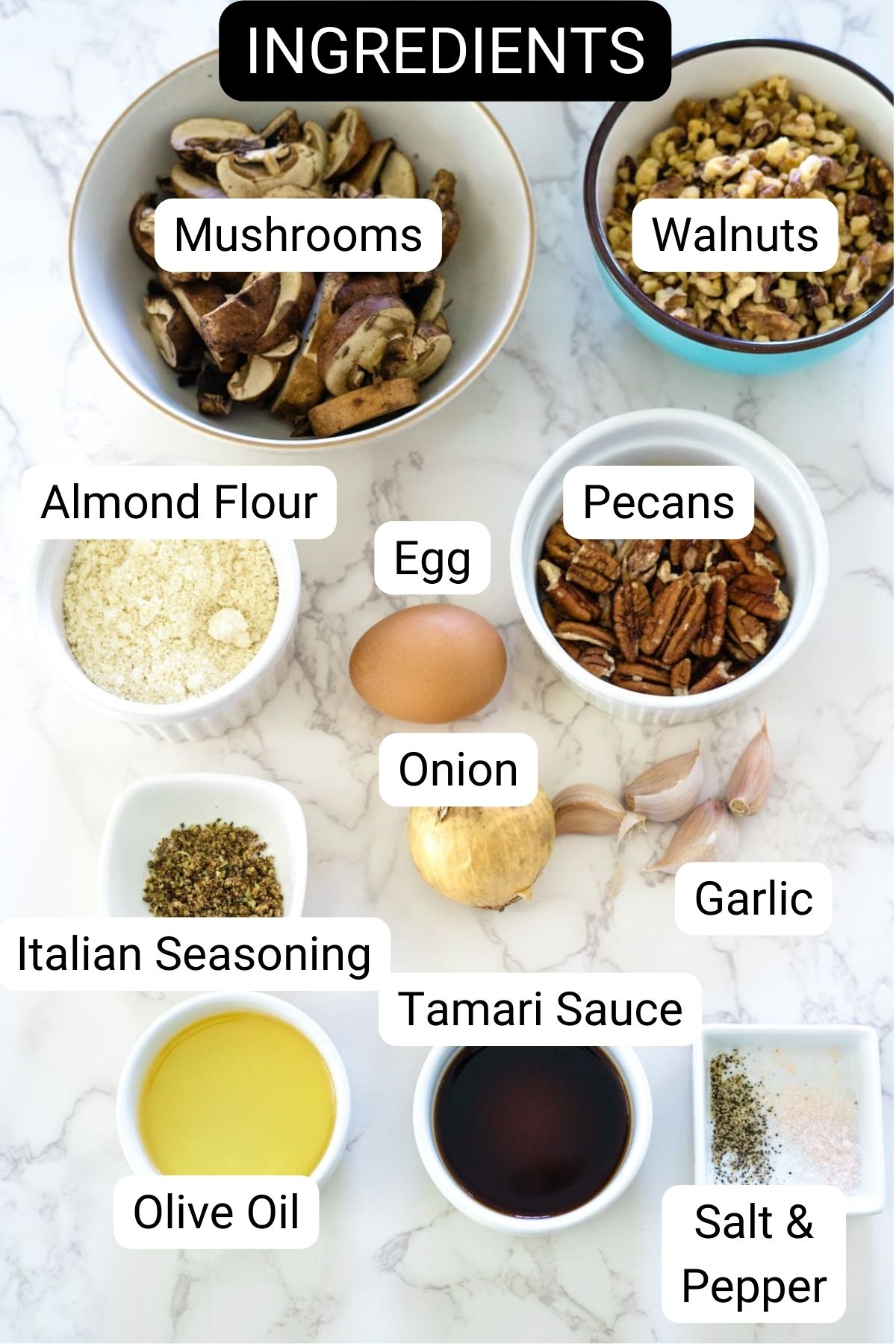 A list of ingredients for a recipe.