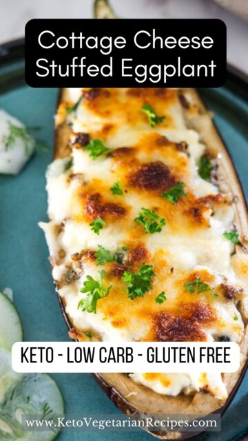 Cottage cheese-filled eggplant boats.