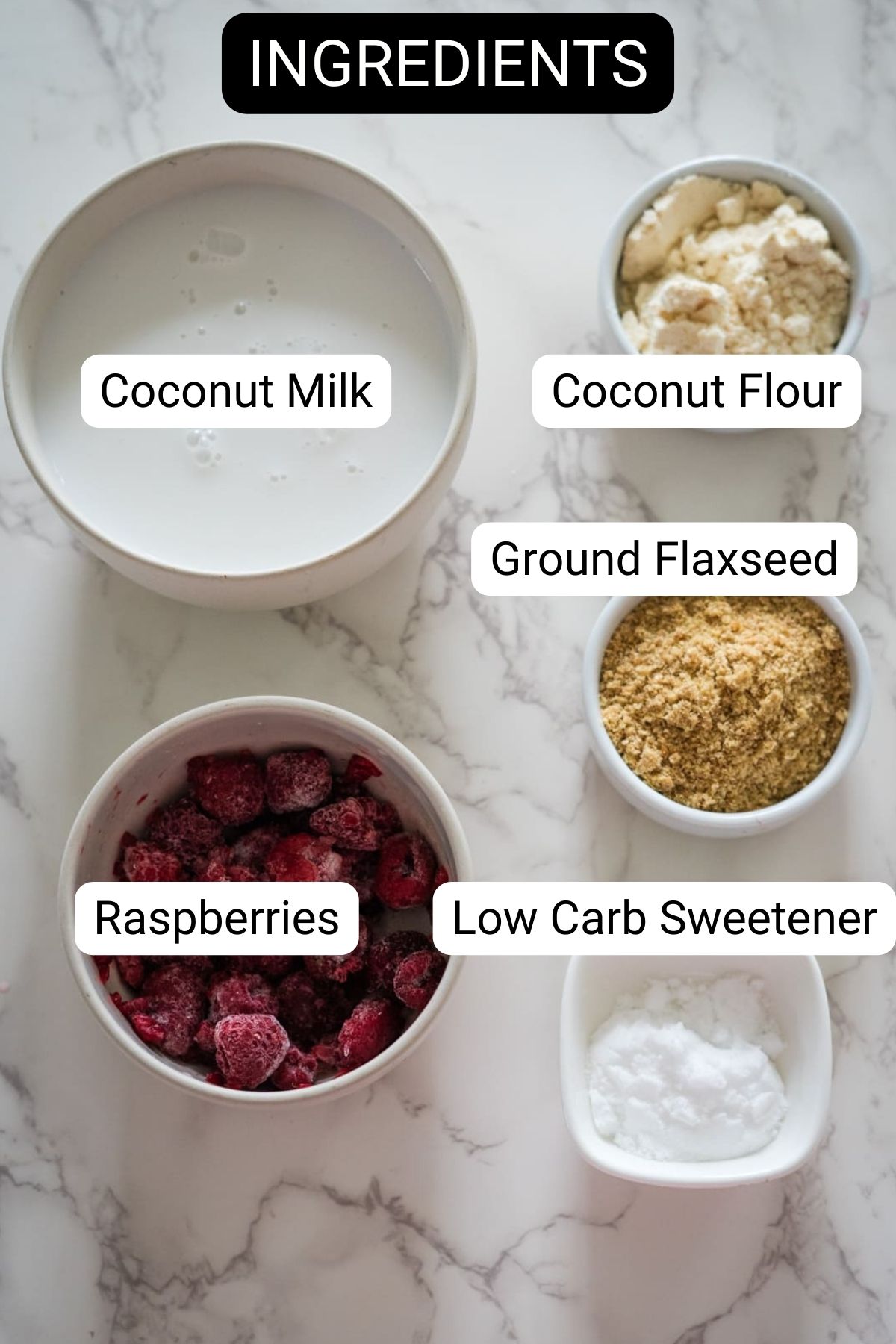 A bowl of ingredients for a raspberry smoothie.
